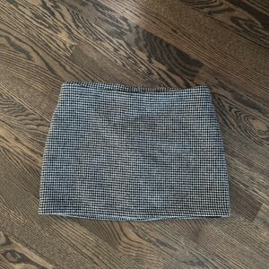 Brandy Melville wool gingham black and white checkered mini skirt